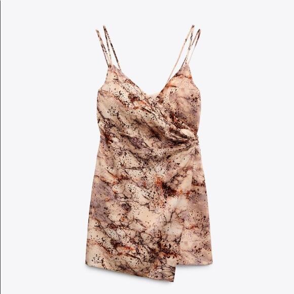 ZARA SATIN EFFECT PRINT DRESS - Picture 7 of 9